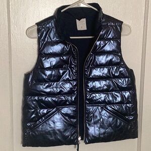 Crew Cuts Girls L Blue Metalic reversible puffer vest